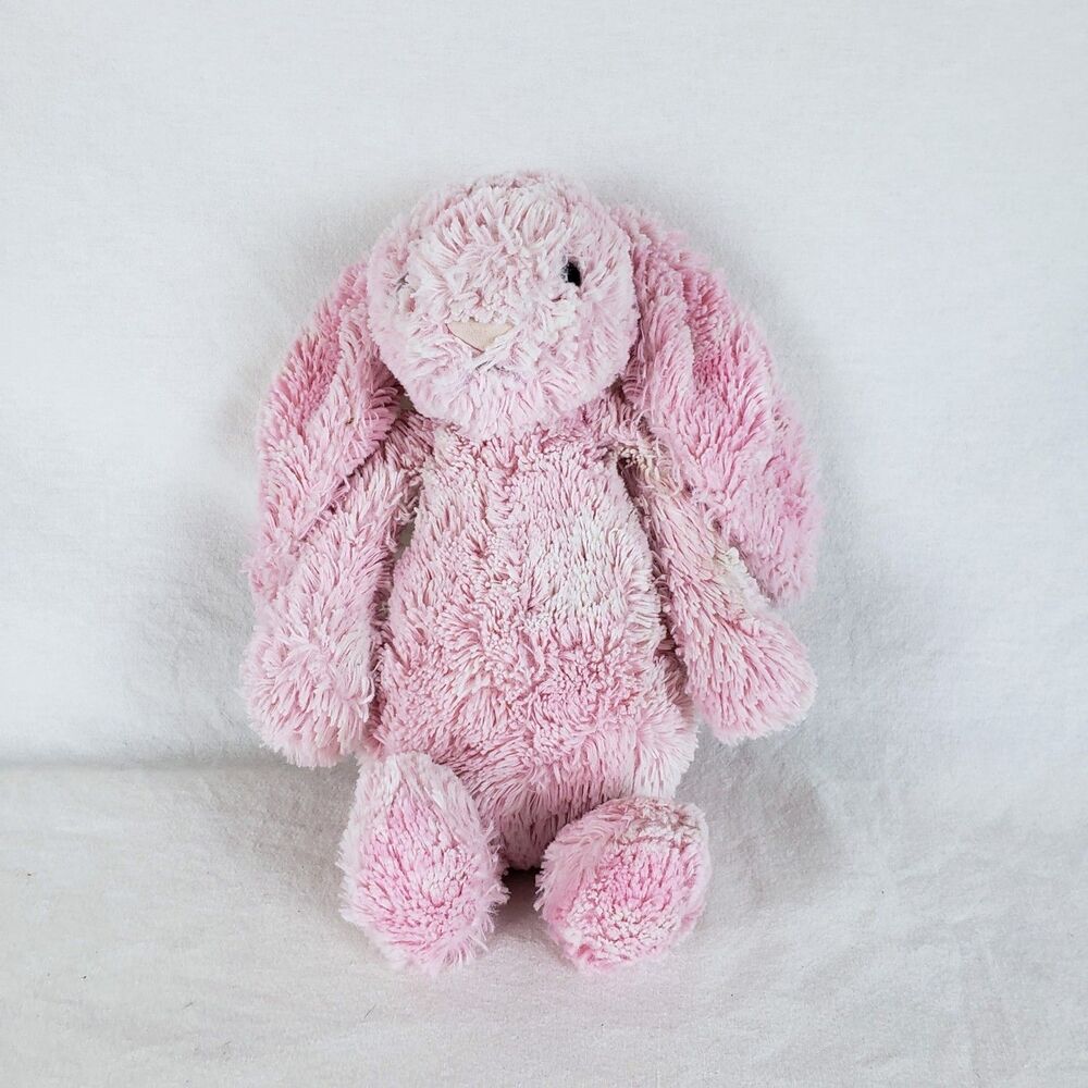 Jellycat Bashful Peony Pink White Bunny Stuffed Animal 11" Rabbit Retired